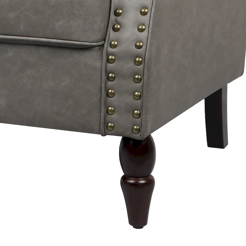 Nailheads Accent Chair Faux Leather Armchair