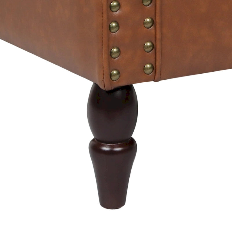 Nailheads Accent Chair Faux Leather Armchair