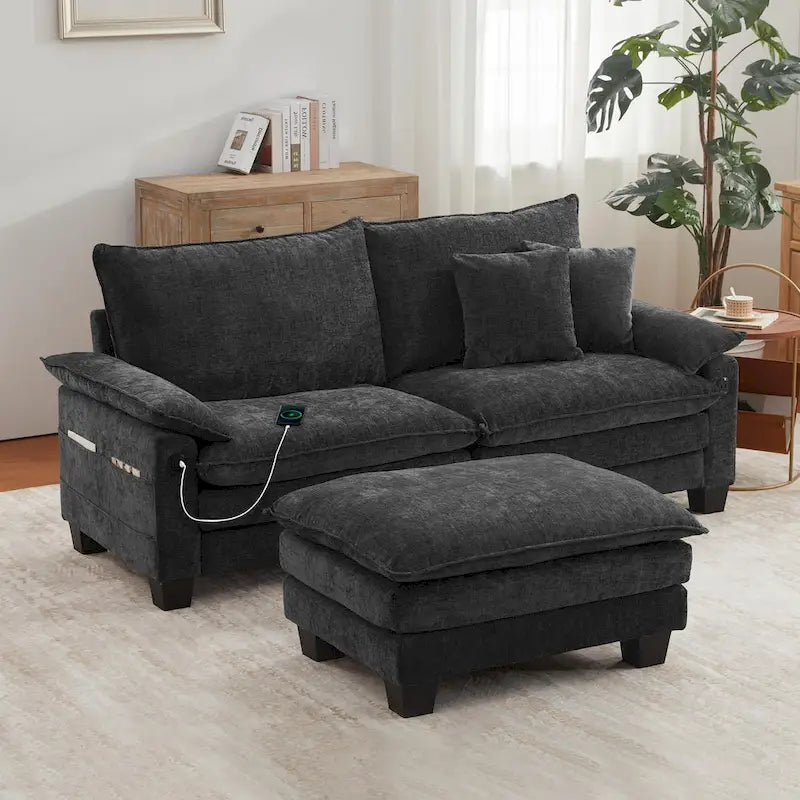 Modular Sectional Sofa, Comfy Cloud Couch Sectional Sofa with Ottoman, Deep Seat Sofa Sleeper for Living Room