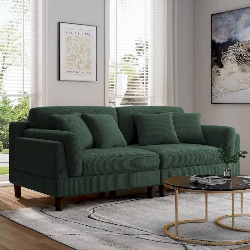 90 Corduroy Sectional Sofa Lounge Sleeper Sofa