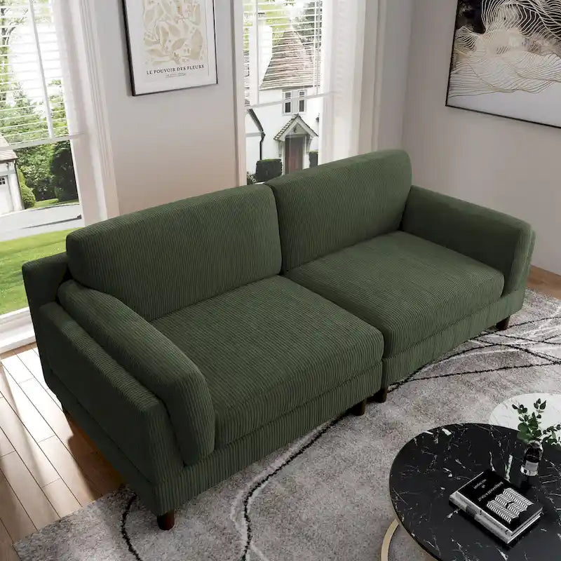 90 Corduroy Sectional Sofa Lounge Sleeper Sofa