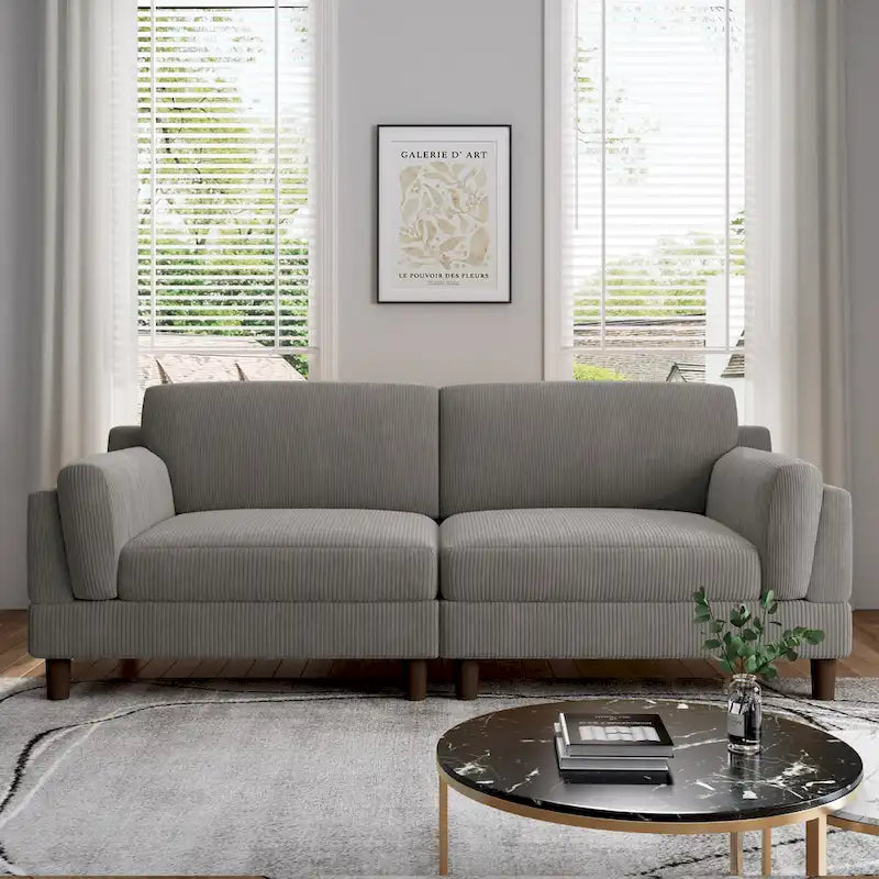 90 Corduroy Sectional Sofa Lounge Sleeper Sofa