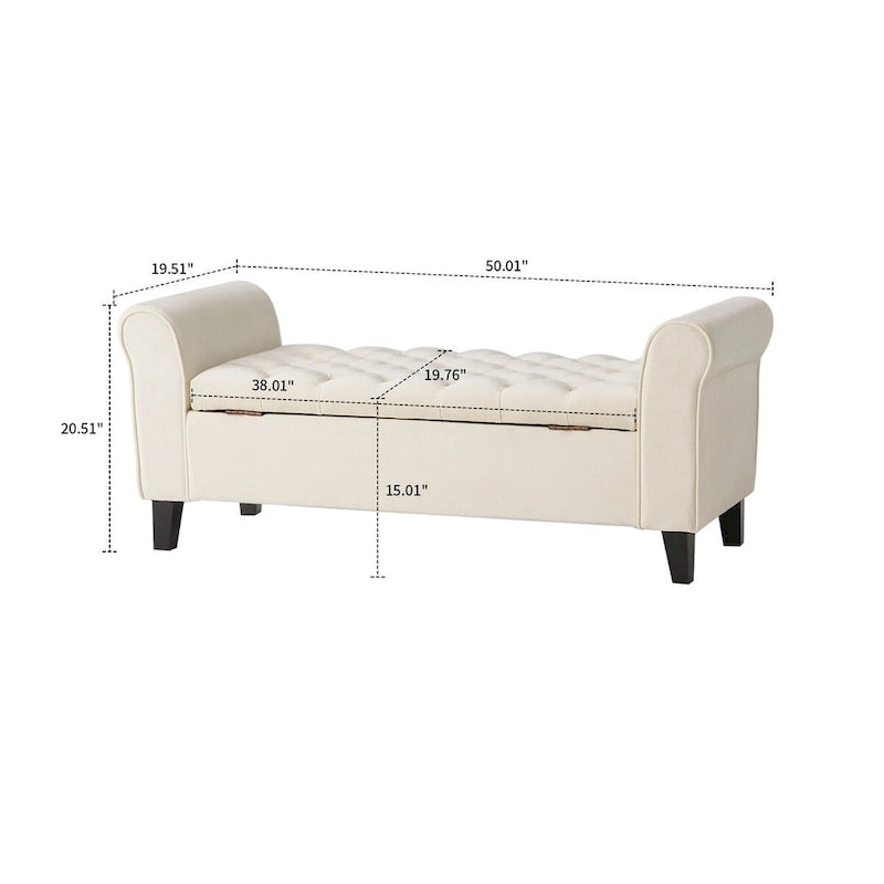 Modern Stylish Upholstered Storage Bench with Flip Top