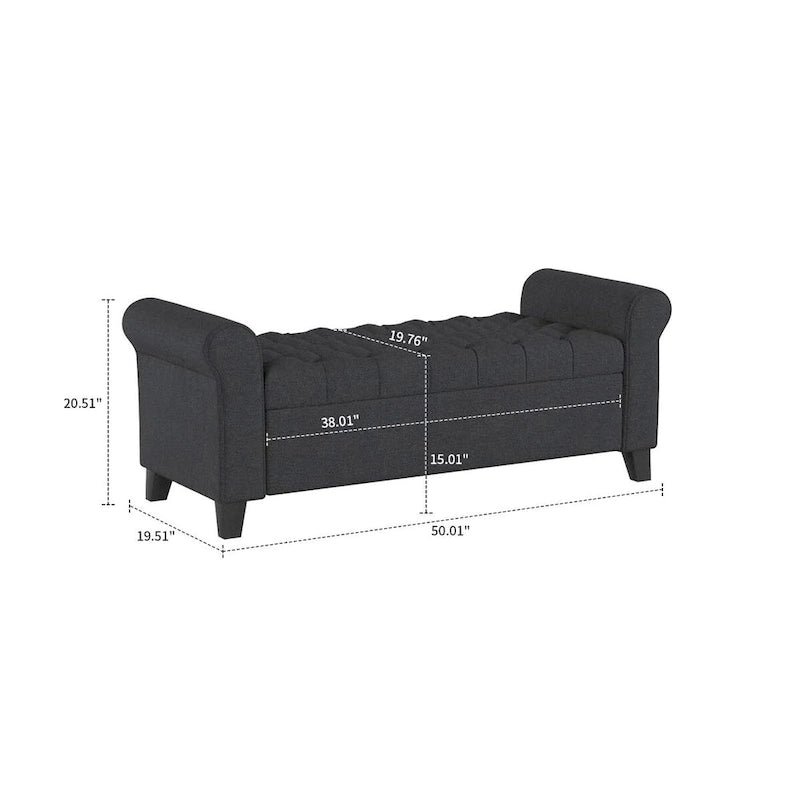 Modern Stylish Upholstered Storage Bench with Flip Top