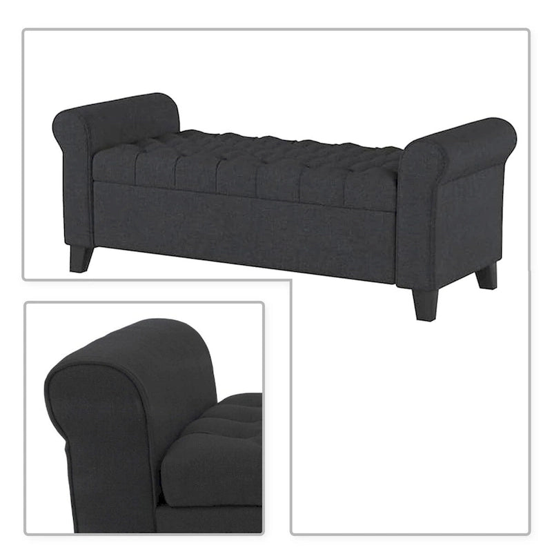 Modern Stylish Upholstered Storage Bench with Flip Top