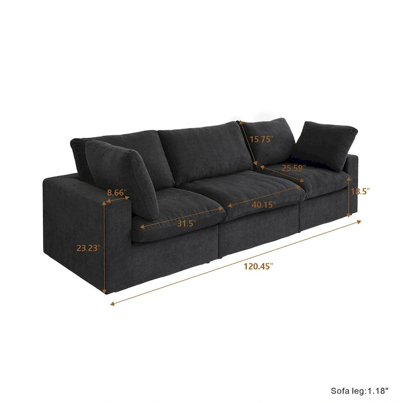 3PCS Living Room Sofa Set,Modern Living Room Sofa with Storage Ottoman