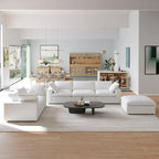 3PCS Living Room Sofa Set,Modern Living Room Sofa with Storage Ottoman