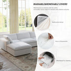 3PCS Living Room Sofa Set,Modern Living Room Sofa with Storage Ottoman