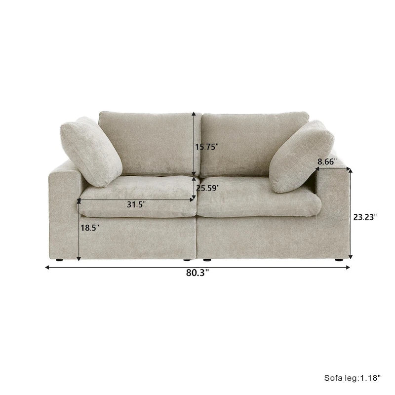 3PCS Living Room Sofa Set,Modern Living Room Sofa with Storage Ottoman