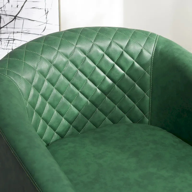 KINWELL 29 Wide Tufted PU Leather Swivel Barrel Chair (Set of 2)
