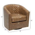 KINWELL 29 Wide Tufted PU Leather Swivel Barrel Chair (Set of 2)