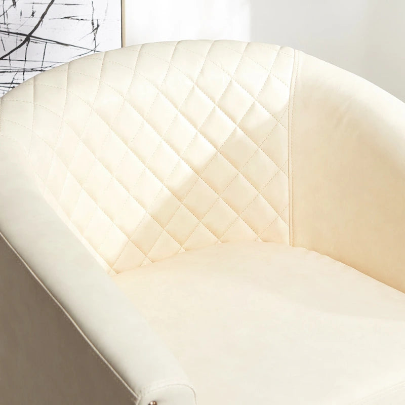 KINWELL 29 Wide Tufted PU Leather Swivel Barrel Chair (Set of 2)