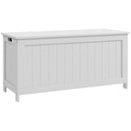 HOMCOM Storage Chest, Wooden Box with 2 Safety Hinges and Cut-out Handles, Modern Storage Trunk for Living Room, Entryway