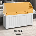HOMCOM Storage Chest, Wooden Box with 2 Safety Hinges and Cut-out Handles, Modern Storage Trunk for Living Room, Entryway