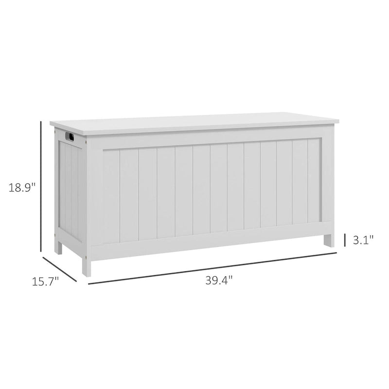 HOMCOM Storage Chest, Wooden Box with 2 Safety Hinges and Cut-out Handles, Modern Storage Trunk for Living Room, Entryway