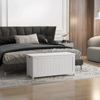 HOMCOM Storage Chest, Wooden Box with 2 Safety Hinges and Cut-out Handles, Modern Storage Trunk for Living Room, Entryway