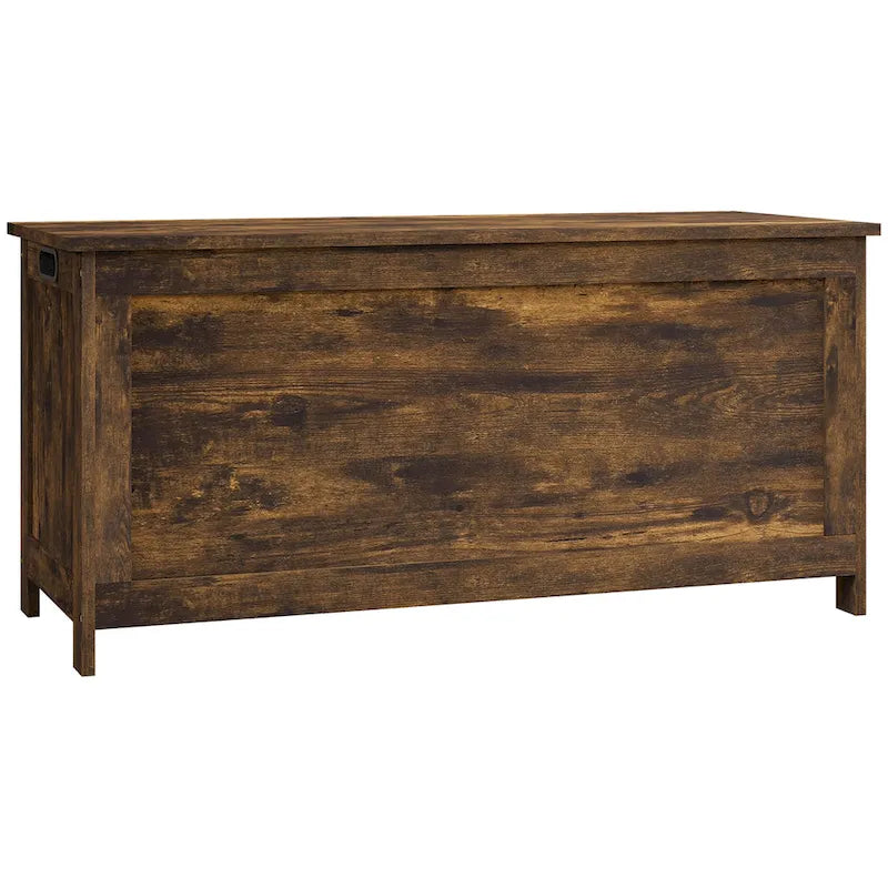 HOMCOM Storage Chest, Wooden Box with 2 Safety Hinges and Cut-out Handles, Modern Storage Trunk for Living Room, Entryway