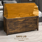 HOMCOM Storage Chest, Wooden Box with 2 Safety Hinges and Cut-out Handles, Modern Storage Trunk for Living Room, Entryway
