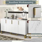 Modern sideboard with Four Doors, Metal handles & Legs and Adjustable Shelves Kitchen Cabinet