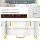 Modern sideboard with Four Doors, Metal handles & Legs and Adjustable Shelves Kitchen Cabinet
