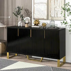 Modern sideboard with Four Doors, Metal handles & Legs and Adjustable Shelves Kitchen Cabinet