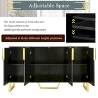 Modern sideboard with Four Doors, Metal handles & Legs and Adjustable Shelves Kitchen Cabinet