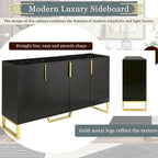 Modern sideboard with Four Doors, Metal handles & Legs and Adjustable Shelves Kitchen Cabinet