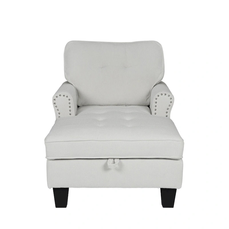 Chaise Lounge Indoor Sleeper Sofa Bed Chair Upholstered Lounge Chair for Bedroom Living Room with Rivets