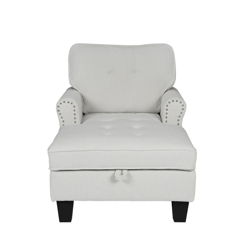Chaise Lounge Indoor Sleeper Sofa Bed Chair Upholstered Lounge Chair for Bedroom Living Room with Rivets