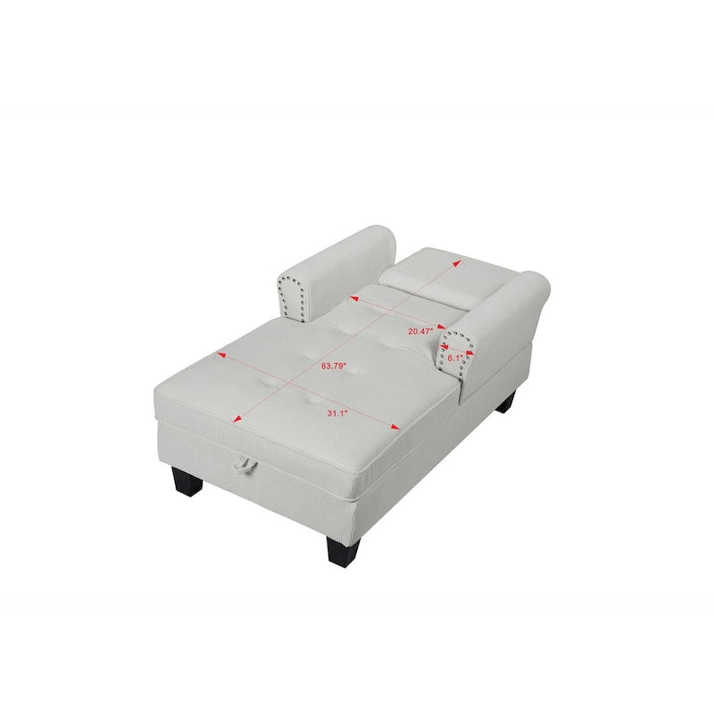 Chaise Lounge Indoor Sleeper Sofa Bed Chair Upholstered Lounge Chair for Bedroom Living Room with Rivets