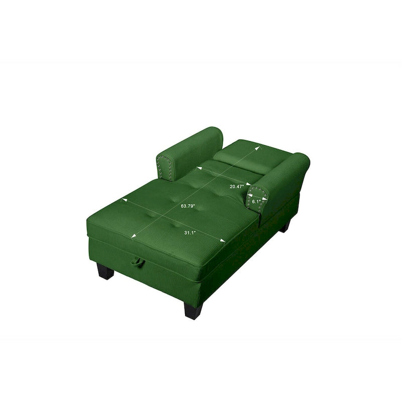 Chaise Lounge Indoor Sleeper Sofa Bed Chair Upholstered Lounge Chair for Bedroom Living Room with Rivets