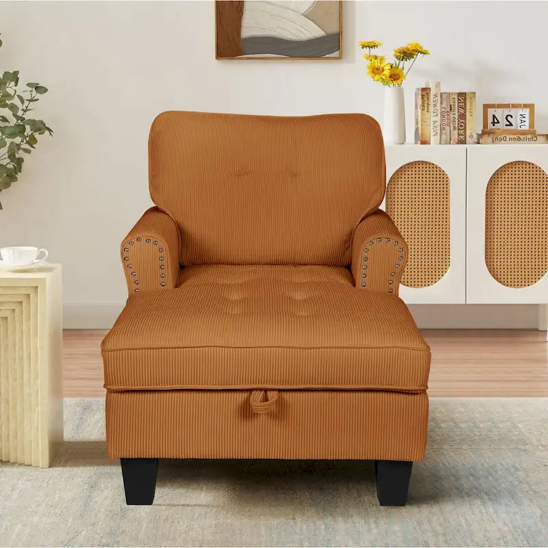 Chaise Lounge Indoor Sleeper Sofa Bed Chair Upholstered Lounge Chair for Bedroom Living Room with Rivets