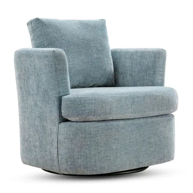 LUE BONA Modern Chenille Upholstered Swivel Accent Barrel Chair Set Modern Swivel Armchair for Living Room