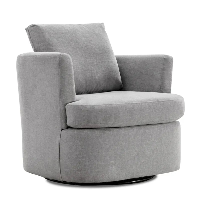 LUE BONA Modern Chenille Upholstered Swivel Accent Barrel Chair Set Modern Swivel Armchair for Living Room