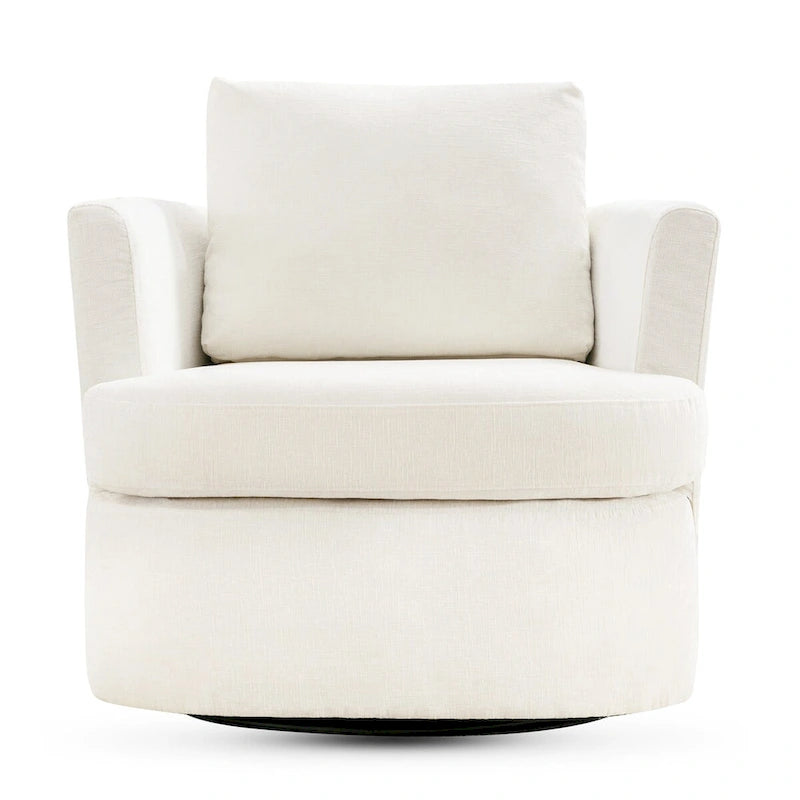 LUE BONA Modern Chenille Upholstered Swivel Accent Barrel Chair Set Modern Swivel Armchair for Living Room