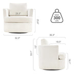 LUE BONA Modern Chenille Upholstered Swivel Accent Barrel Chair Set Modern Swivel Armchair for Living Room