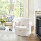 LUE BONA Modern Chenille Upholstered Swivel Accent Barrel Chair Set Modern Swivel Armchair for Living Room