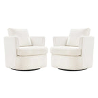 LUE BONA Modern Chenille Upholstered Swivel Accent Barrel Chair Set Modern Swivel Armchair for Living Room