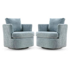 LUE BONA Modern Chenille Upholstered Swivel Accent Barrel Chair Set Modern Swivel Armchair for Living Room