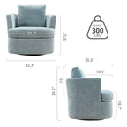 LUE BONA Modern Chenille Upholstered Swivel Accent Barrel Chair Set Modern Swivel Armchair for Living Room