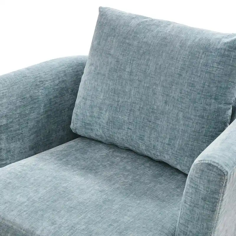 LUE BONA Modern Chenille Upholstered Swivel Accent Barrel Chair Set Modern Swivel Armchair for Living Room