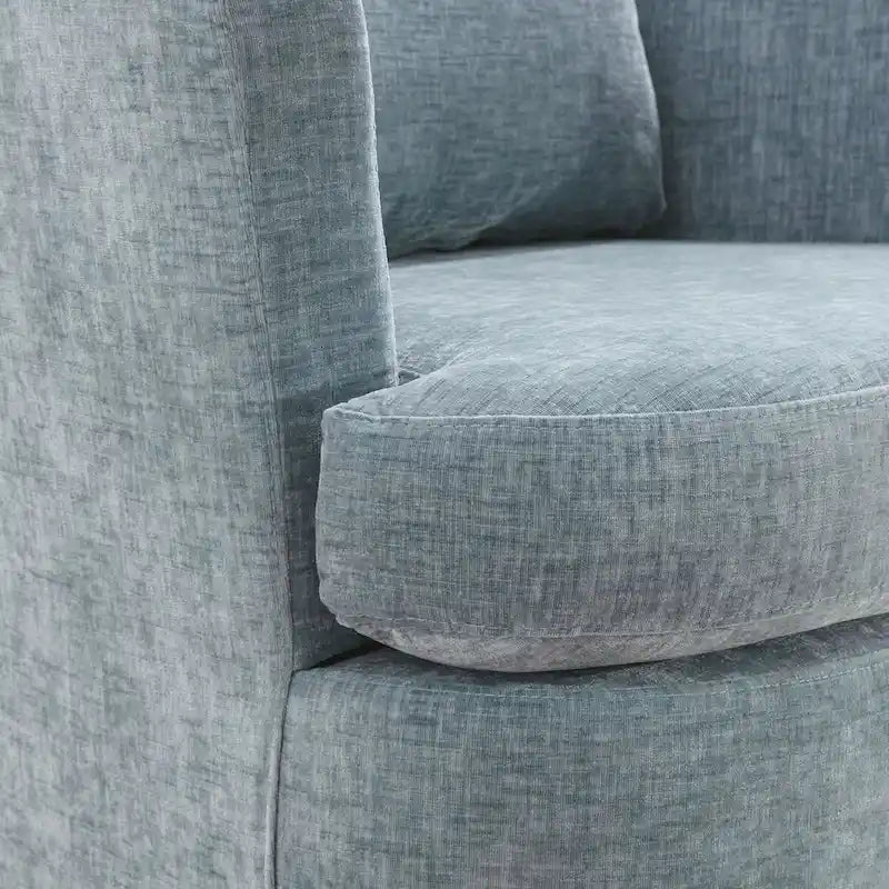 LUE BONA Modern Chenille Upholstered Swivel Accent Barrel Chair Set Modern Swivel Armchair for Living Room