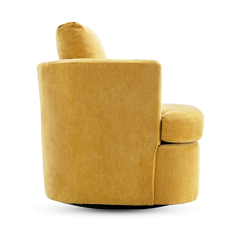 LUE BONA Modern Chenille Upholstered Swivel Accent Barrel Chair Set Modern Swivel Armchair for Living Room
