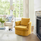 LUE BONA Modern Chenille Upholstered Swivel Accent Barrel Chair Set Modern Swivel Armchair for Living Room