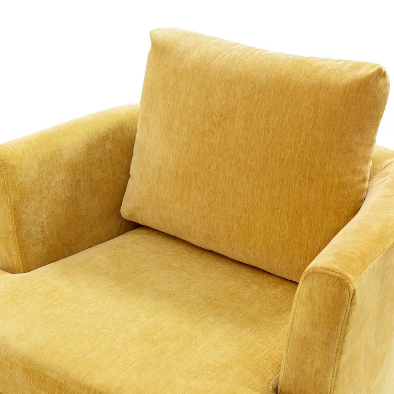 LUE BONA Modern Chenille Upholstered Swivel Accent Barrel Chair Set Modern Swivel Armchair for Living Room