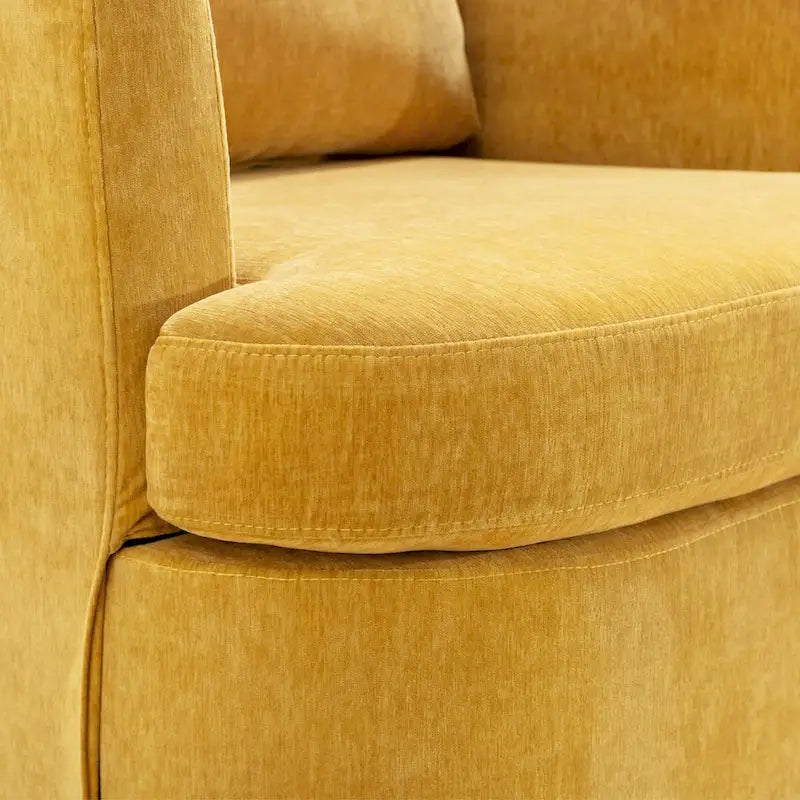 LUE BONA Modern Chenille Upholstered Swivel Accent Barrel Chair Set Modern Swivel Armchair for Living Room