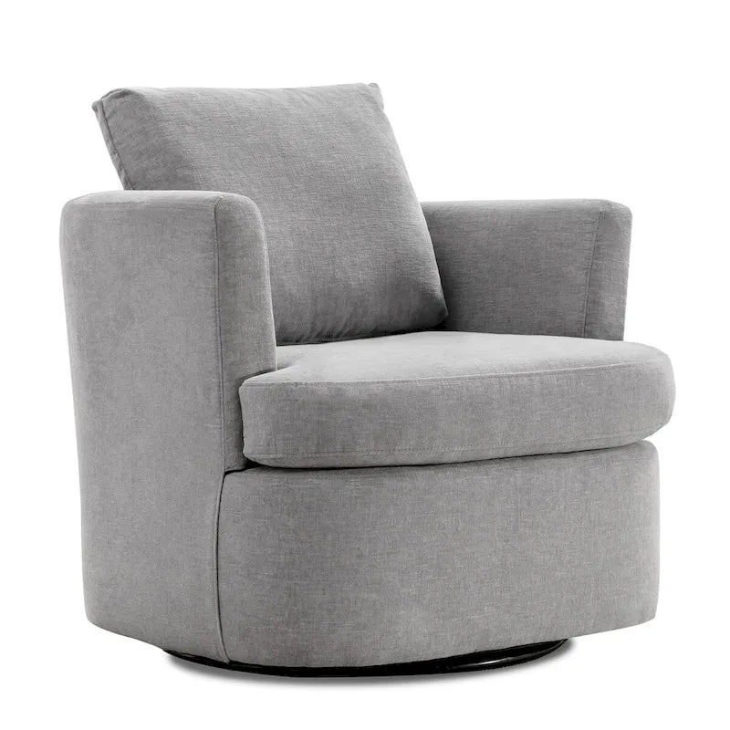 LUE BONA Modern Chenille Upholstered Swivel Accent Barrel Chair Set Modern Swivel Armchair for Living Room