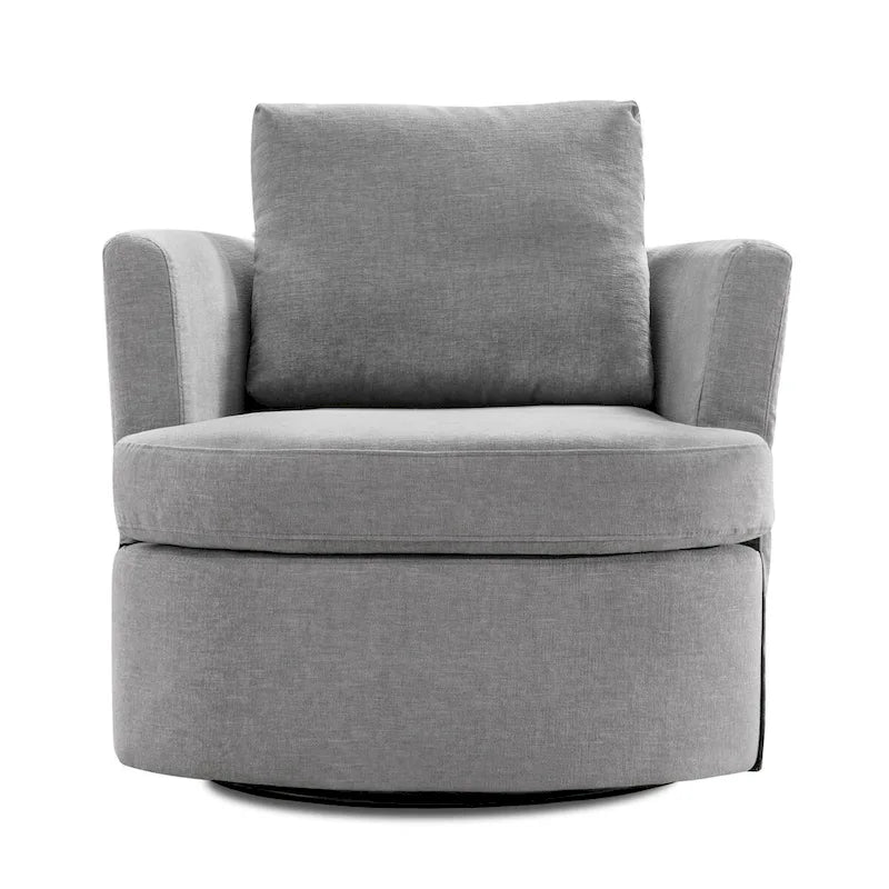 LUE BONA Modern Chenille Upholstered Swivel Accent Barrel Chair Set Modern Swivel Armchair for Living Room