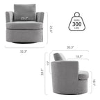 LUE BONA Modern Chenille Upholstered Swivel Accent Barrel Chair Set Modern Swivel Armchair for Living Room