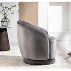 Modern Barrel Swivel Chair with Plush Velvet Upholstery and Smooth 360 Rotation Round Accent One-Seater Sofa